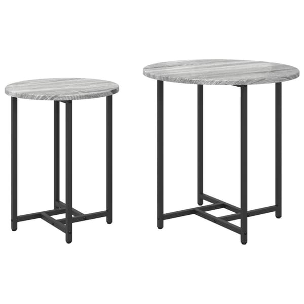 Sidobordsset 2 pcs Grå Sonoma och Svart