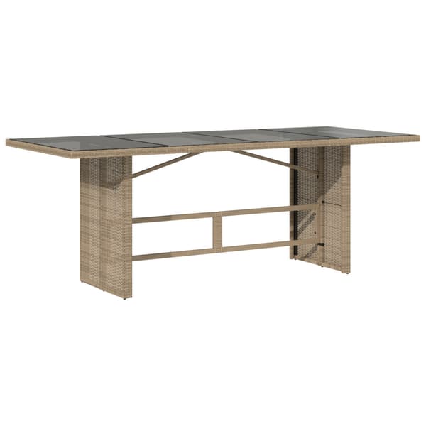 Trädgårdsmöbelset 7 pcs Beige konstrotting