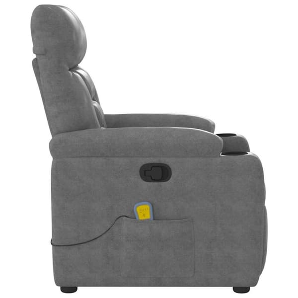 Massagefåtölj mörkgrå mikrofibertyg