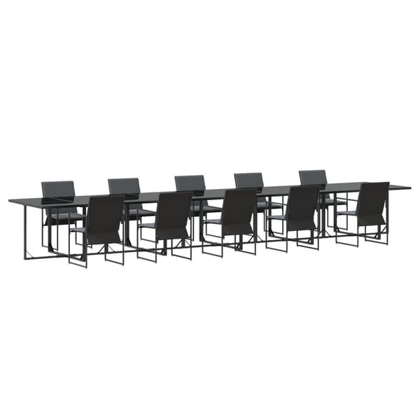 Trädgårdsmöbelset 11 pcs Svart Stål