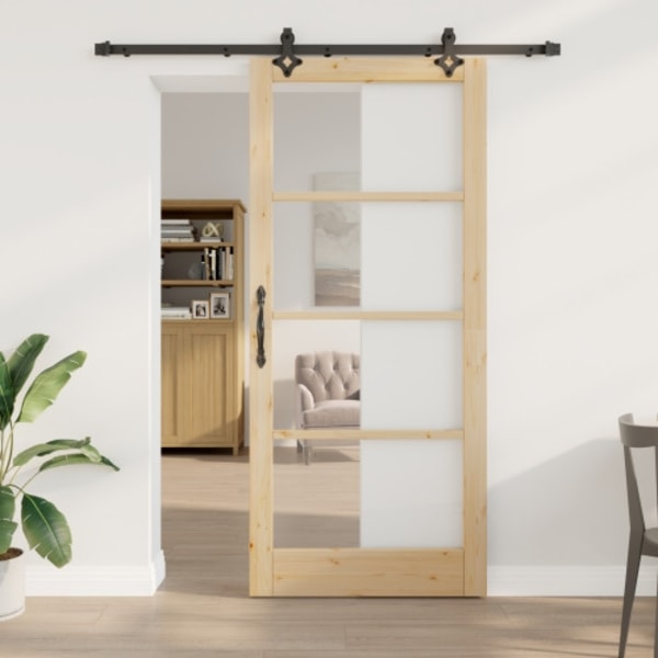 Skjutdörr med Utrustning Set 'ORKDAL'Massivt Trä & Glas