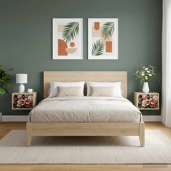Väggmonterad sänggavel BORNE 2 st Sonoma-ek 36 x 33 x 25 cm