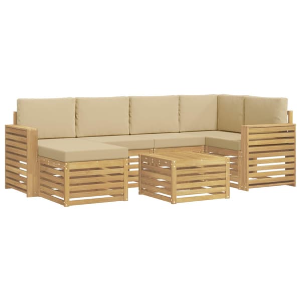 Utomhussoffset 7 pcs Vit och Beige Polyester