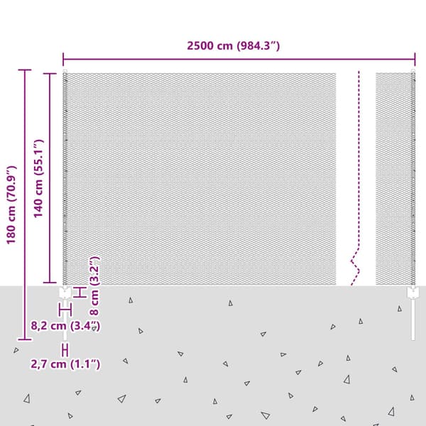 Stängsel med stolpe Grå 1,4 x 25 m Stål