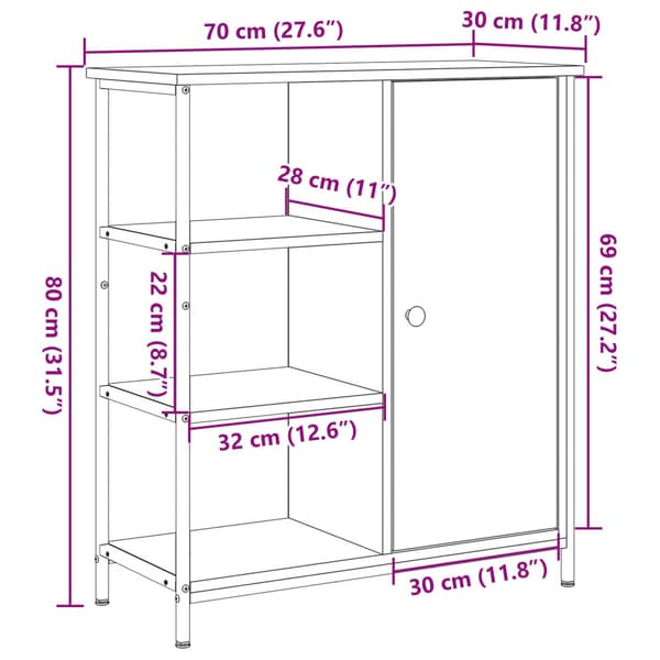 Sideboard Gammalt trä 70 x 30 x 80 cm