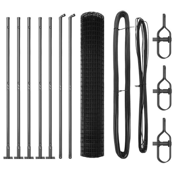 Stängsel med stolpe Grå 1,4 x 10 m Stål och PVC