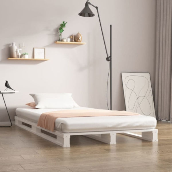 Pallsäng 90x190 cm massiv furu vit
