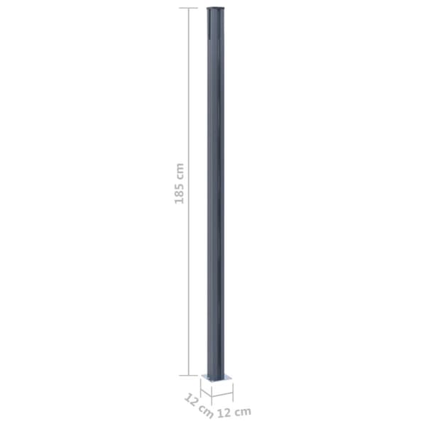 Staketstolpar 2 st mörkgrå 185 cm aluminium