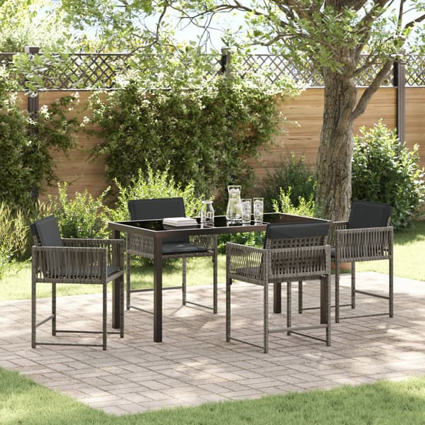 Trädgårdsmöbelset 5 pcs Grå konstrotting