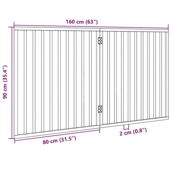 Hundgrind hopfällbar 2 paneler brun 160 cm poppel
