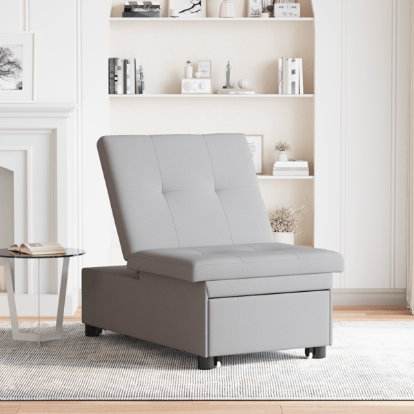 Pull Out Sofa Bed Grå 194 x 50 x 82 cm tyg