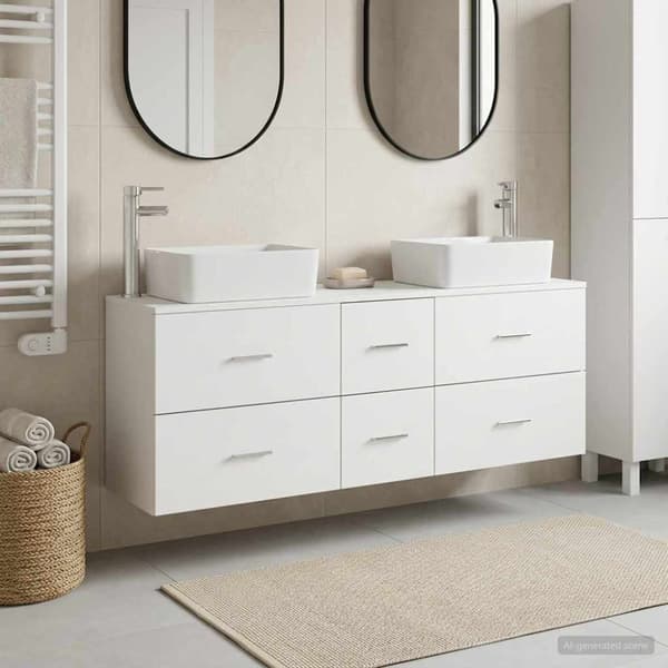 Badrumsskåpsset 3 st Vit 53 x 34,5 x 63 cm Konstruerat trä