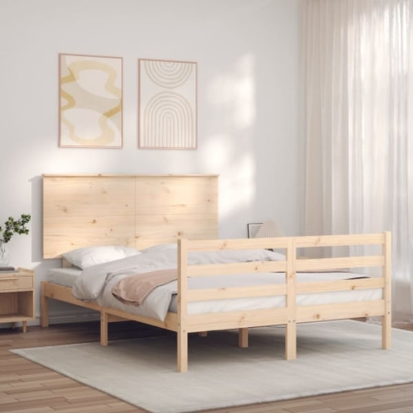 Sängram med huvudgavel 140x200 cm massivt trä