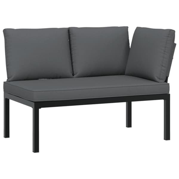 Trädgårdssoffa med dynor 5 delar svart aluminium