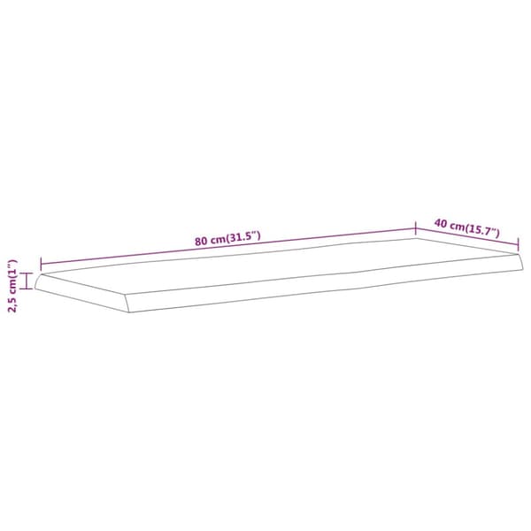 Bordsskiva 80x40x2,5 cm rektangulär massiv akacia rustik kant