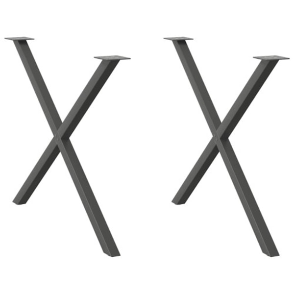 Matbordsben X-formade 2 st antracit 90x(72-73) cm stål