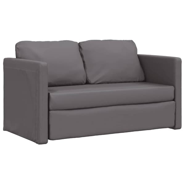 Golvbäddsoffa 2-i-1 grå 112x174x55 cm konstläder