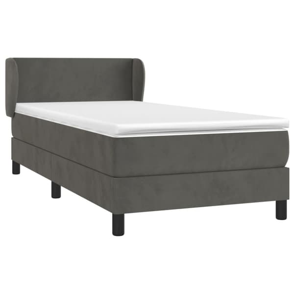Ramsäng med madrass mörkgrå 90x200 cm sammet