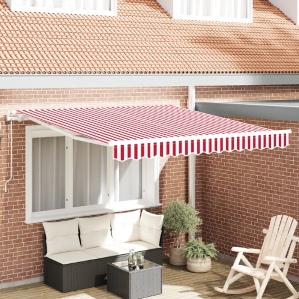 Automatisk Utdragbar Markis Röda och Vita Ränder 350x250 cm