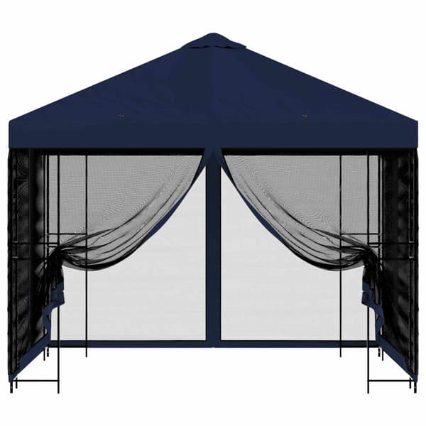 Trädgårdsgazebo med sidoväggar 3 x 3 m Blå Polyester och Stål
