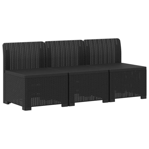 3-sits trädgårdsoffa med kuddar Rattan-look PP Antracit