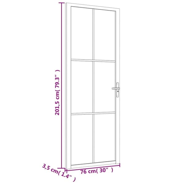 Innerdörr 76x201,5 cm vit ESG-glas och aluminium
