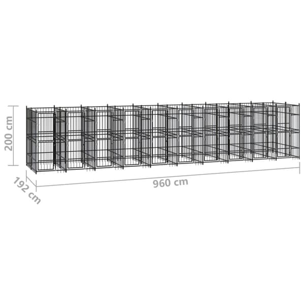 Hundgård för utomhusbruk stål 18,43 m²
