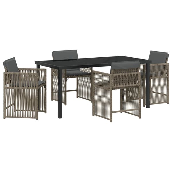 Trädgårdsmöbelset 5 pcs Grå konstrotting