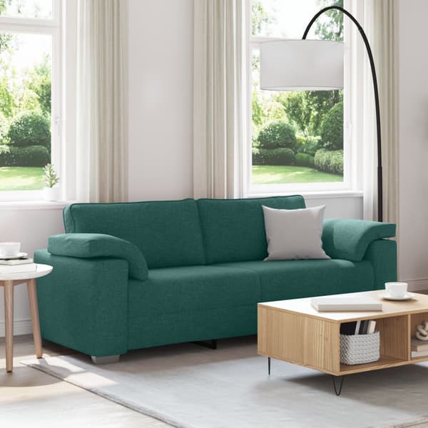 3-Sits soffa Mörkgrön 220 cm tyg