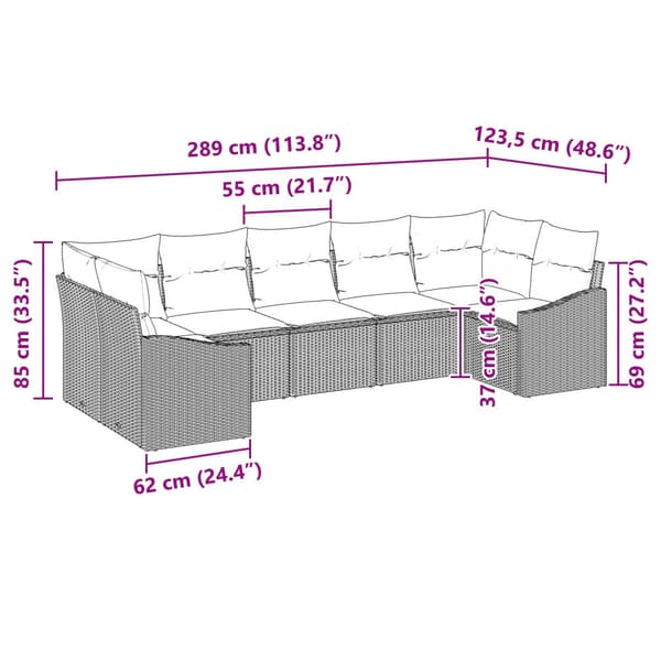 Soffset med kudde 7 pcs Brun konstrotting