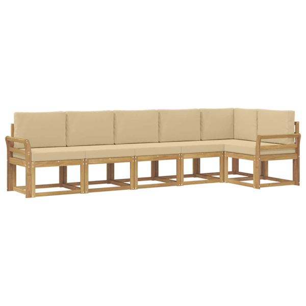 Utomhussoffset med kudde 6 pcs Vit och Beige Polyester