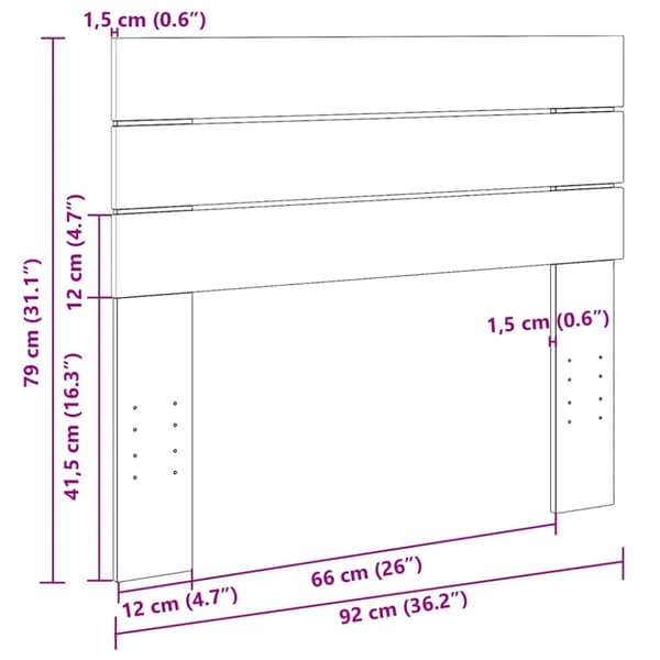 Sänggavel 90 cm massivt trä ek