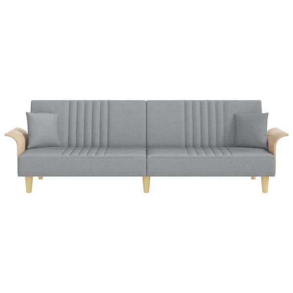 Bäddsoffa med armstöd ljusgrå tyg