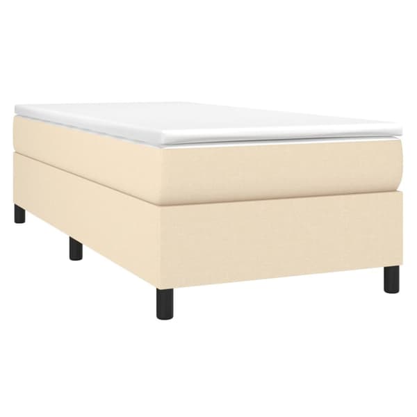 Boxspring-sängram gräddvit 90x190 cm tyg