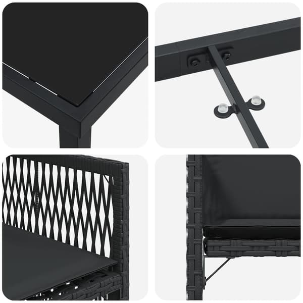Trädgårdsmöbelset 9 pcs Svart konstrotting