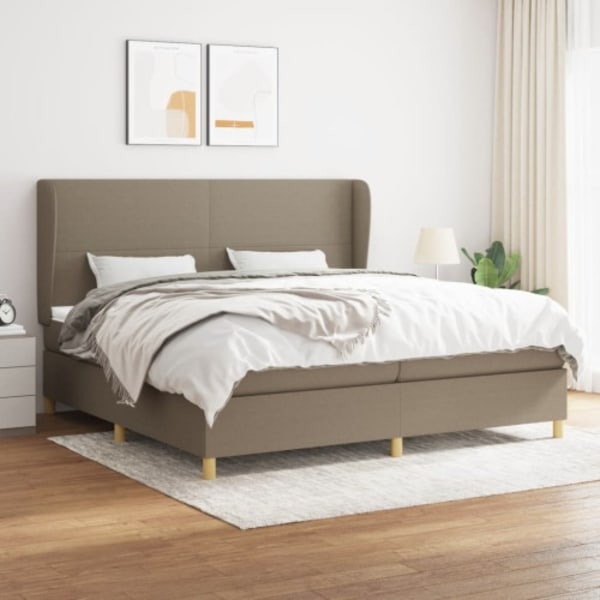 Ramsäng med madrass taupe 200x200 cm tyg