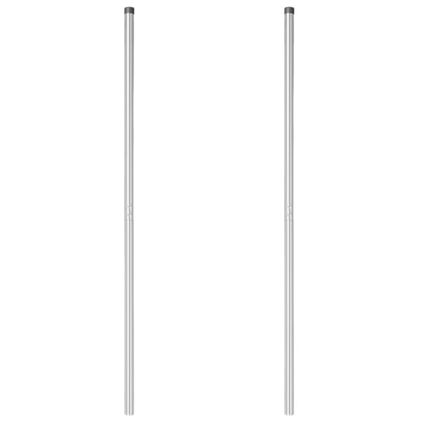 Stängselstolpe 2 pcs Silver Pulverlackerad stål