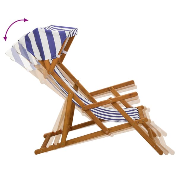 Deck Chair 3 Position Massiv Eukalyptus Trä Blå och Vit