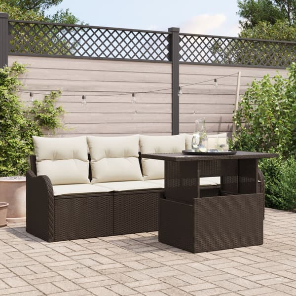 Trädgårdsoffset 5 st Brun Poly rattan