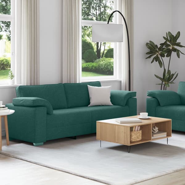 Soffa 2 pcs Mörkgrön 219 x 80 x 82 cm tyg