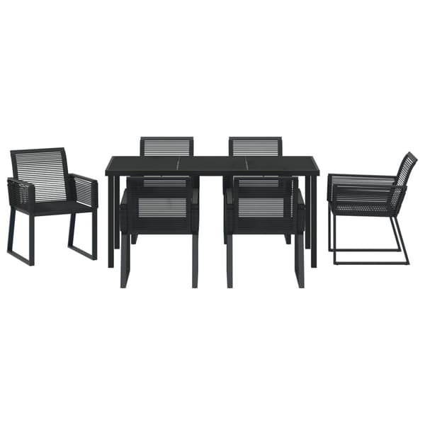 Trädgårdsmöbelset 7 pcs Svart Pulverlackerat stål