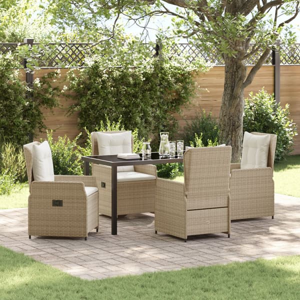 Trädgårdsmöbelset 5 pcs Beige och Ljusgrå konstrotting