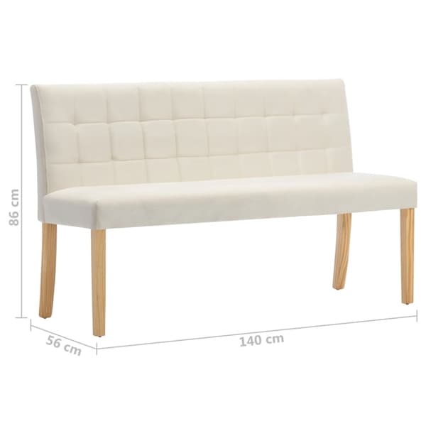 Bänk 140 cm gräddvit sammet
