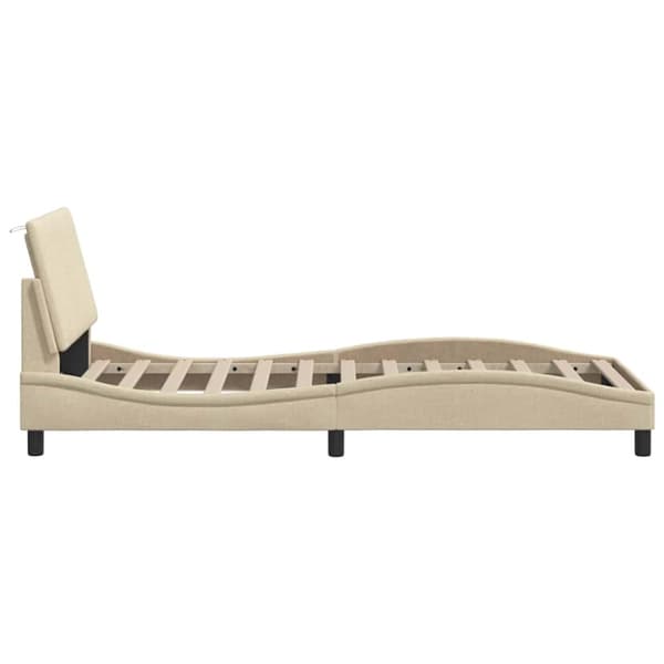 Bed Frame without Mattress "Hanko" Cream 90x190cm Fabric