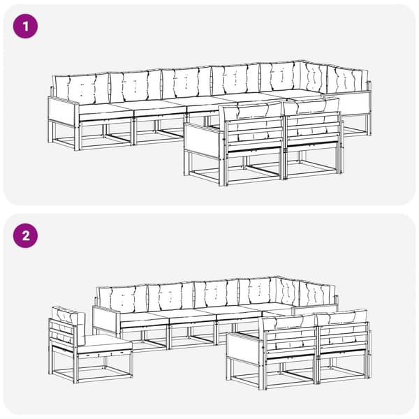 Utomhussoffset med kudde 8 pcs Naturlig och Grädde