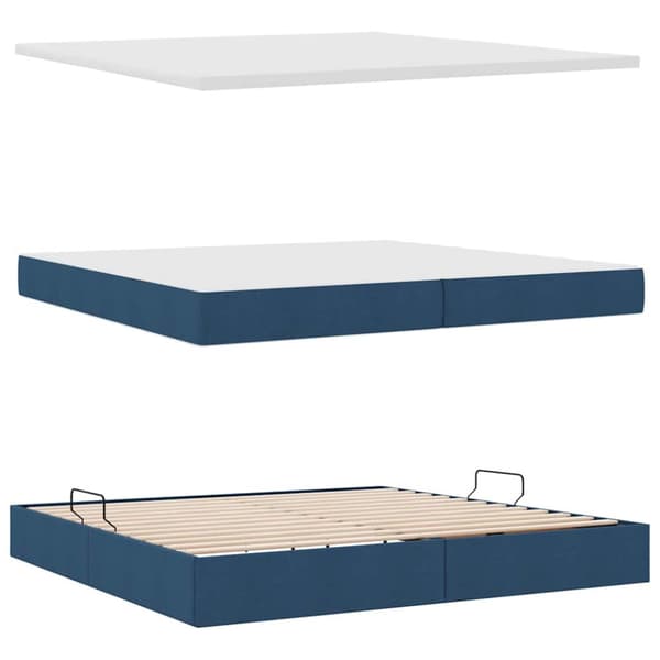 Förvaringssäng med madrass Blå 200 x 200 cm Polyester