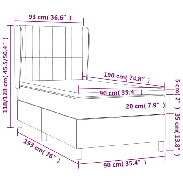 Ramsäng med madrass ljusgrå 90x190 cm tyg