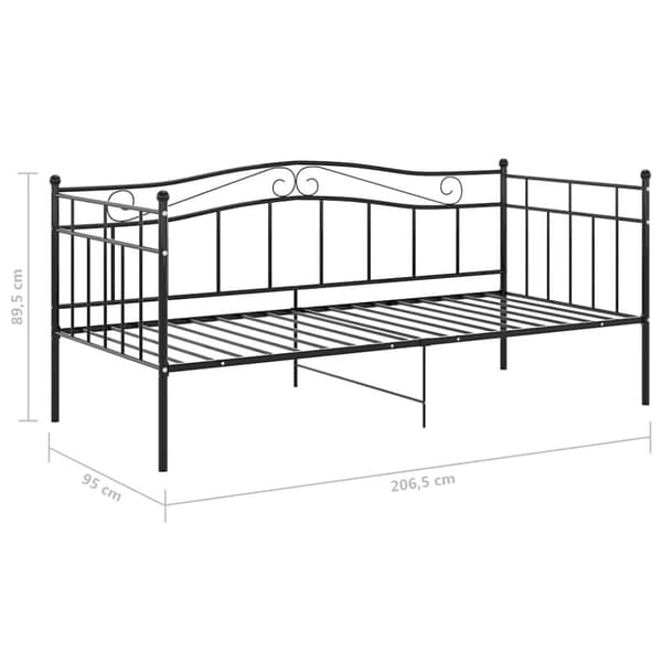 Sängram bäddsoffa svart metall 90x200 cm