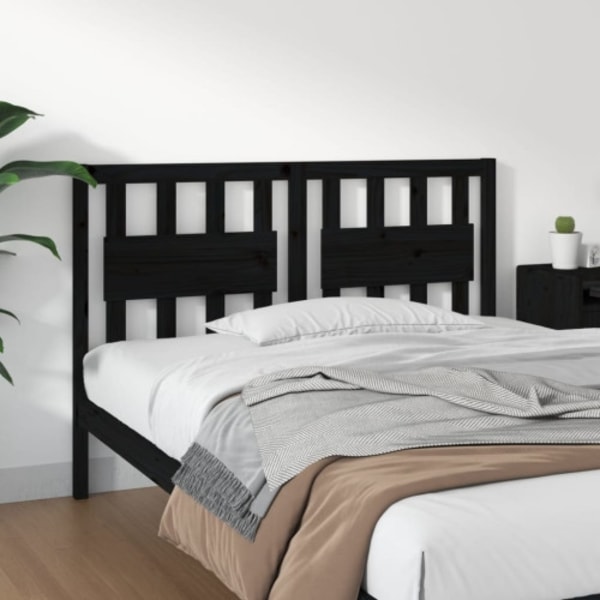 Sänggavel svart 125,5x4x100 cm massiv furu