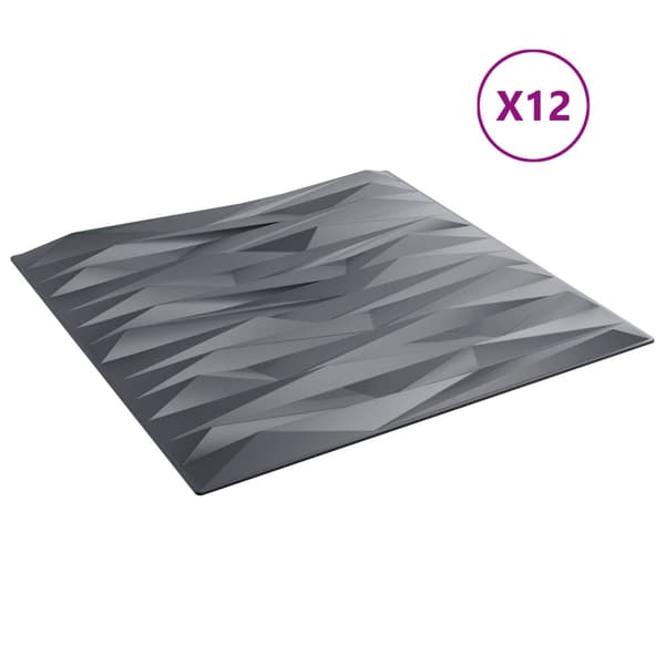 Väggpaneler 12 pcs Sten grå 50 x 50 cm XPS Skum